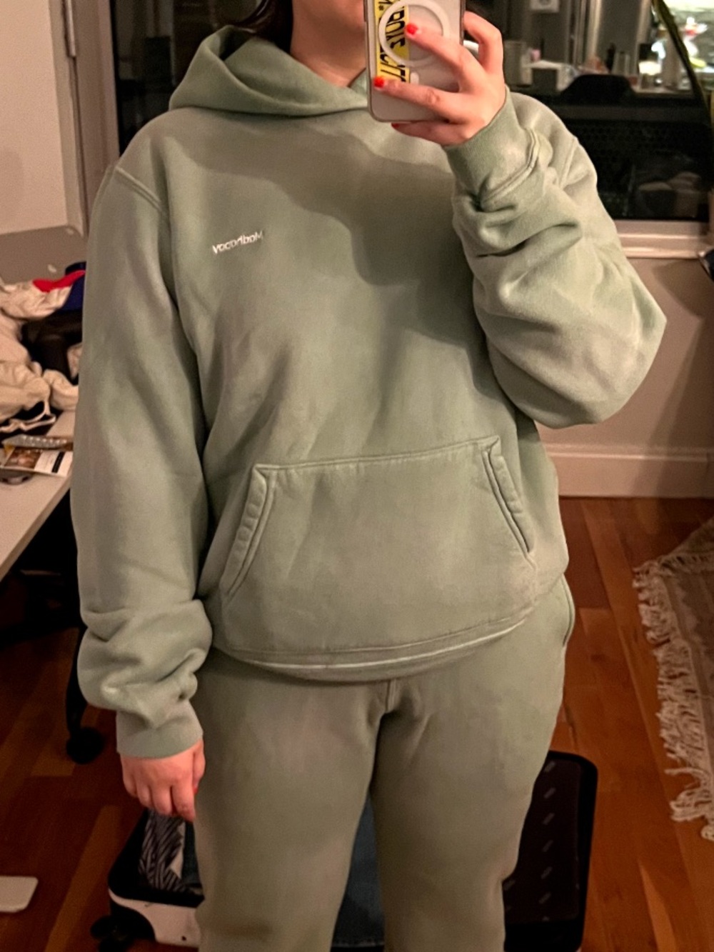MADHAPPY classics fleece hoodie size MEDIUM in MINTY green